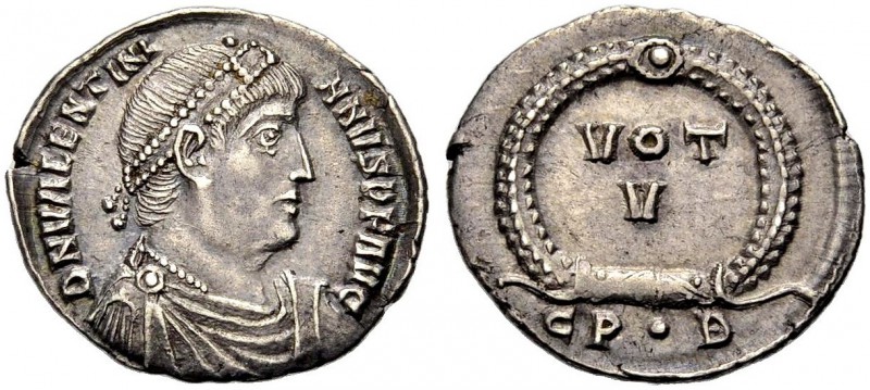 KAISERZEIT. Valentinianus I., 364-375. Siliqua, 365-366 Konstantinopel. Drap., g...