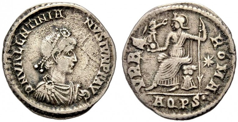 KAISERZEIT. Valentinianus II., 375-392. Siliqua, 375-378, Aquileia. Drap., gep. ...