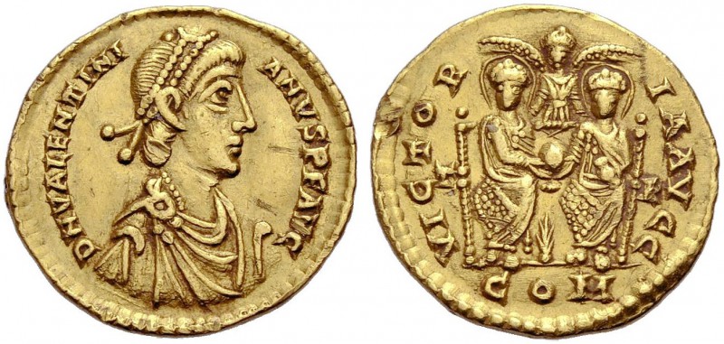 KAISERZEIT. Valentinianus II., 375-392. Solidus zur Feier der Quindecennalia. Tr...