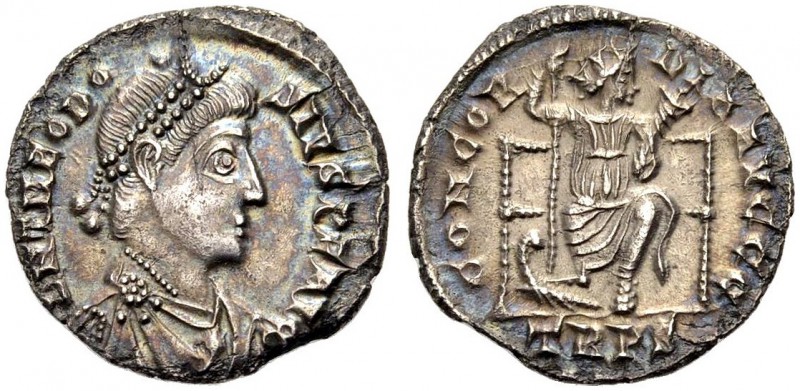 KAISERZEIT. Theodosius I., 379-395. Siliqua, Trier, 378-383. DN THEODO - SIVS PF...