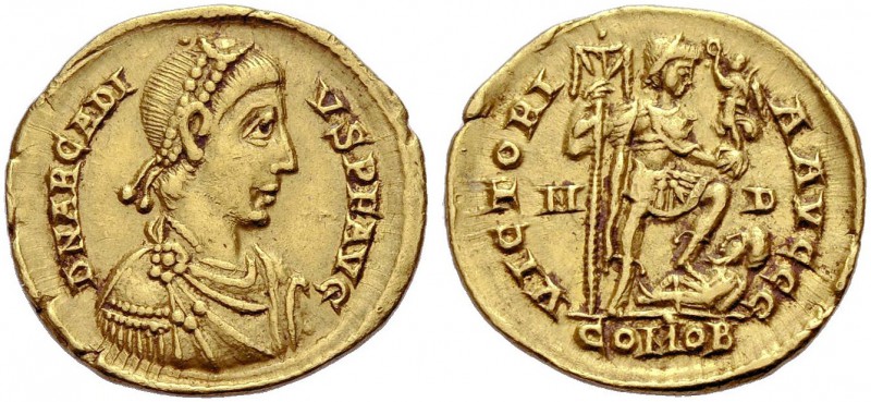 KAISERZEIT. Arcadius, 383-408. Solidus, Mailand, 394-395. Drap. und gep. Büste m...