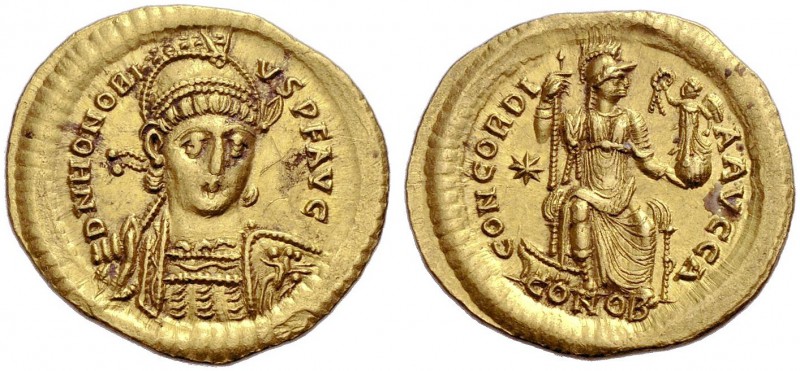 KAISERZEIT. Honorius, 393-423. Solidus, ca. 403-408 Konstantinopel. DN HONORI-VS...