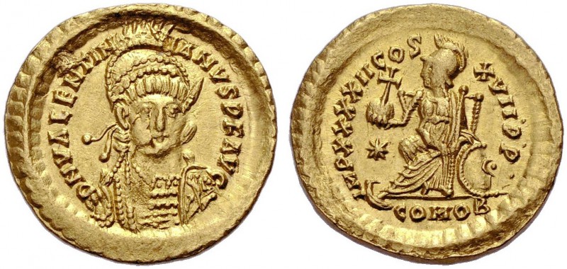 KAISERZEIT. Valentinian III., 425-455. Solidus, 441-450, Konstantinopel. DN VALE...