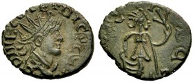 KAISERZEIT. Lokale zeitgenössische Beischläge römischer Münzen. Antoninian, lokaler Beischlag nach Tetricus II (ca. 272/3-274). Drap. bartlose Büste m...