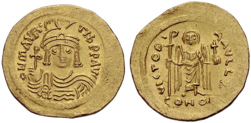 Mauricius Tiberius, 582-602. Solidus, 583-601 Konstantinopel. DN MAVR-TIB PP AVG...