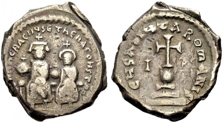 Heraclius, 610-641. AR-Hexagramma, 615-625 mit Heraclius Constantinus. Konstanti...