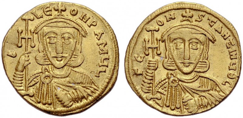 Constantinus V., 741-775. Mit seinem Vater Leo III. Solidus, 741-751. d - Le-ON ...