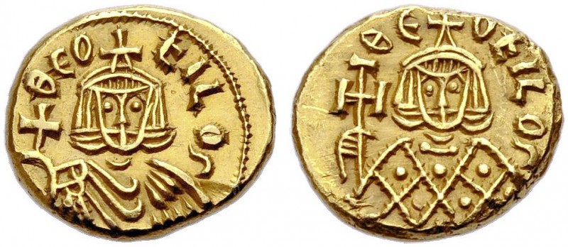 Theophilos, 829-842. Solidus, Syrakus, 831-842. ΘЄΟ- FILOS Büste von vorne mit C...