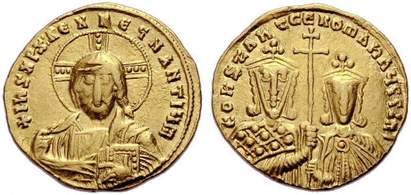 Konstantinos VII., 913-959. Mit Romanos II. Solidus, 945-959. Christusbüste mit ...