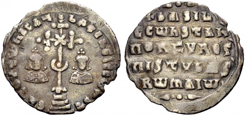 Basilios II. mit Konstantinos VIII., 976-1025. Miliaresion, 977-989. ΕυτΟςτωnICΑ...