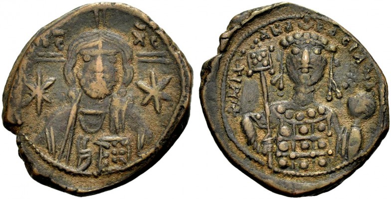 Michael VII. Dukas, 1071-1078. Bronze-Follis. Büste Christi frontal, l. und r. j...