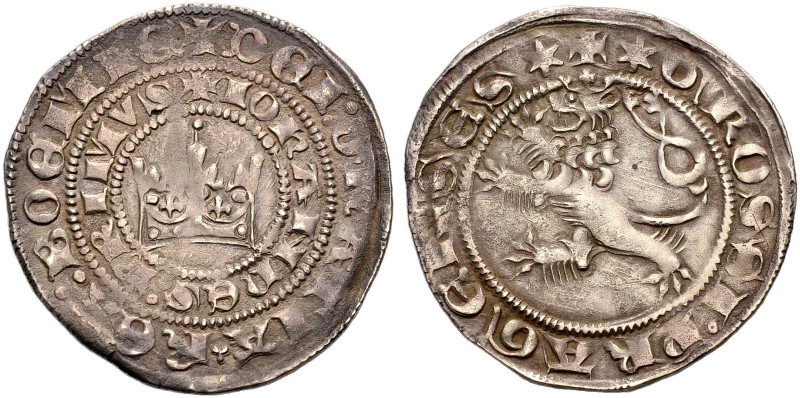 BÖHMEN. JOHANN VON LUXEMBURG, 1310-1346. Prager Groschen. Krone in doppeltem Sch...