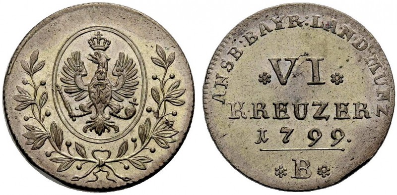 BRANDENBURG-BAYREUTH, MARKGRAFSCHAFT. FRIEDRICH WILHELM III., 1797-1807. 6 Kreuz...