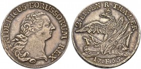 BRANDENBURG-PREUSSEN, MARKGRAFSCHAFT, SEIT 1701 KÖNIGREICH. FRIEDRICH II., "der Große", 1740-1786. 1/2 Taler 1765 F, Magdeburg. Belorbeerter Kopf r. R...