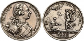 BRANDENBURG-PREUSSEN, MARKGRAFSCHAFT, SEIT 1701 KÖNIGREICH. FRIEDRICH II., "der Große", 1740-1786. Medaille 1757 (von T. Pingo) auf die Siege des Jahr...
