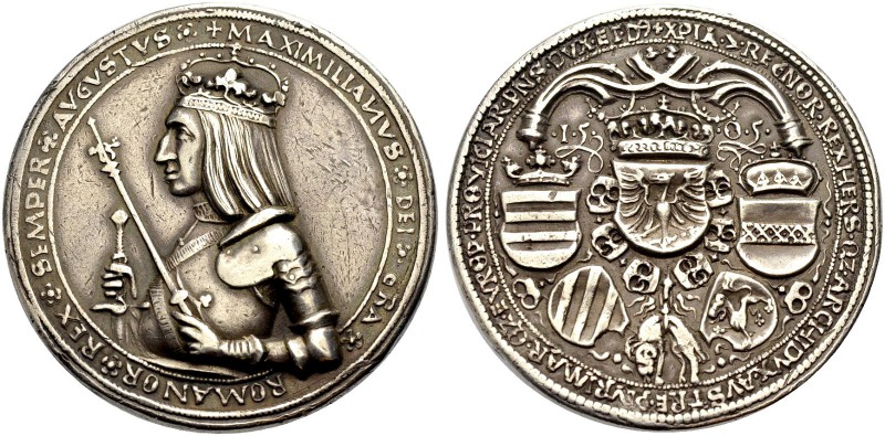 MAXIMILIAN I., 1493-1518. Schauguldiner 1505, Hall, Stempel von Benedikt Burkhar...