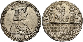 MAXIMILIAN I., 1493-1518. Zwitter-Schauguldiner o. J. (um 1530), Klagenfurt. Brustbild r. mit Mütze, *MAXI. ROM. IM. ARCH. DV. AVST. ET. DO. TER. OCCI...