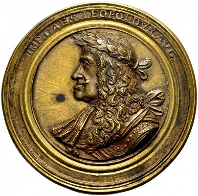 LEOPOLD I., 1657-1705. Einseitige Bronzemedaille o. J. Belorbeertes Brustbild l....