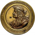 LEOPOLD I., 1657-1705. Einseitige Bronzemedaille o. J. Belorbeertes Brustbild l., IMP. CAES. LEOPOLDVS AVG. 77 mm. Vorzüglicher ziselierter Guss