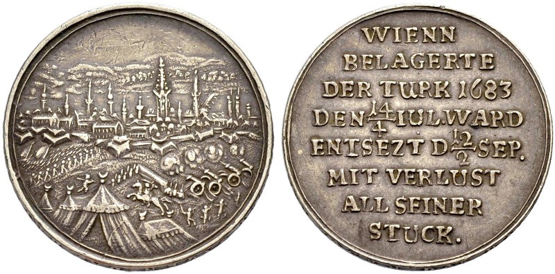 LEOPOLD I., 1657-1705. Medaille 1683 auf die Belagerung Wiens durch die Türken. ...