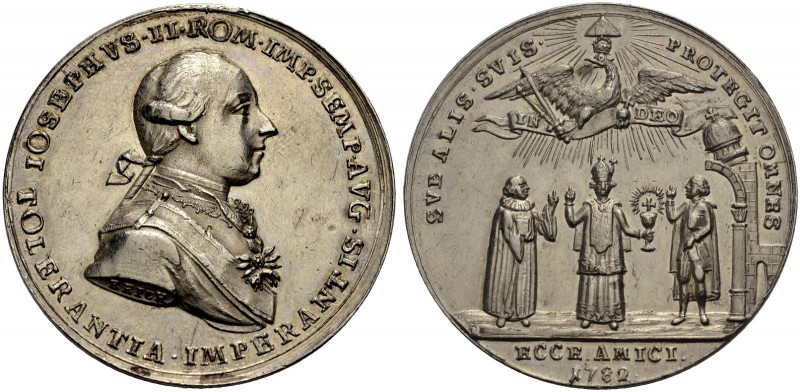 JOSEPH II., als Kaiser, 1780-1790. Medaille 1782 (von J. Chr. Reich, Fürth) auf ...