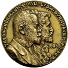 FRANZ JOSEPH I., 1848-1916. Einseitige Bronzegussmedaille 1895 (von K. Widter) auf die Maler Theodor von Hörmann und Ludwig Dürnbauer, beide gestorben...