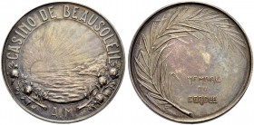 FRANKREICH. TROISIÈME REPUBLIQUE, 1871-1940. Versilberte Bronzemarke, Anfang 20. Jh., des Casino de Beausoleil (bei Monaco). Sonnenaufgang an der Küst...