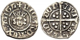 GROSSBRITANNIEN. RICHARD II, 1377-1399. Halfpenny, London. Gekrönte Büste von vorn, +RICARD: REX: AnGL Rv. Langkreuz, in den Winkeln je 3 Kugeln, CIVI...