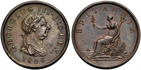 GROSSBRITANNIEN. GEORGE III, 1760-1820. Penny 1806, Cu, Soho Mint. Belorbeerte Büste r. Rv. Sitzende Britannia. S. 3780. Vorzüglich