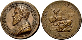 ITALIEN. VATIKAN. JULIUS III. (Giovanni Maria Ciocchi del Monte), 1550-1555. Bronzemedaille o. J. (von G. Cavino) auf Baldovino de Monte, den Bruder d...