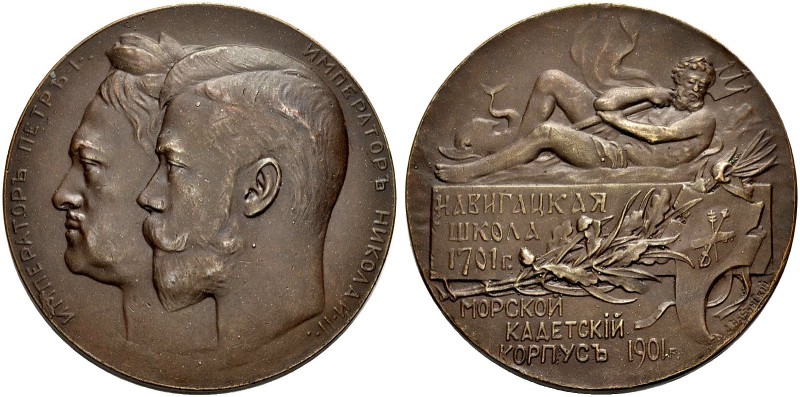 RUSSLAND. NIKOLAUS II., 1894-1917. Bronzemedaille 1901 (von Vasyutinskiy) auf da...