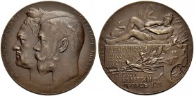 RUSSLAND. NIKOLAUS II., 1894-1917. Bronzemedaille 1901 (von Vasyutinskiy) auf das 200jährige Bestehen des Seekadetten-Corps. Die Köpfe der Zaren Peter...