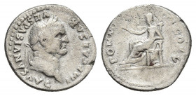 Denarius AR
Vespasian (69-79 AD), Rome, IMP CAESAR VESPASIANVS AVG, Laureate head right / PON MAX TR P COS VI. Pax seated left