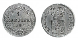 1 Kreuzer AR
Bavaria, Maximilan II Joseph, 1863
1 g