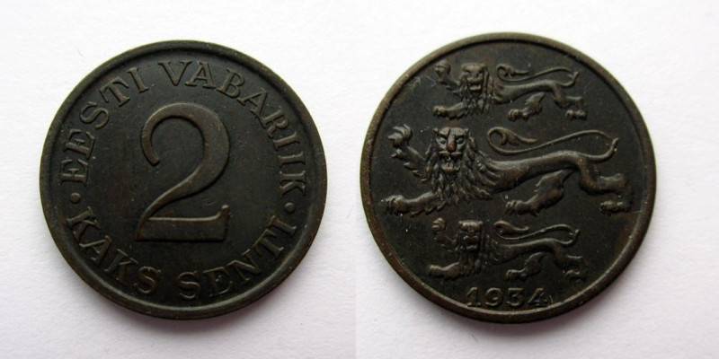 2 Senti
Estonia, 1934