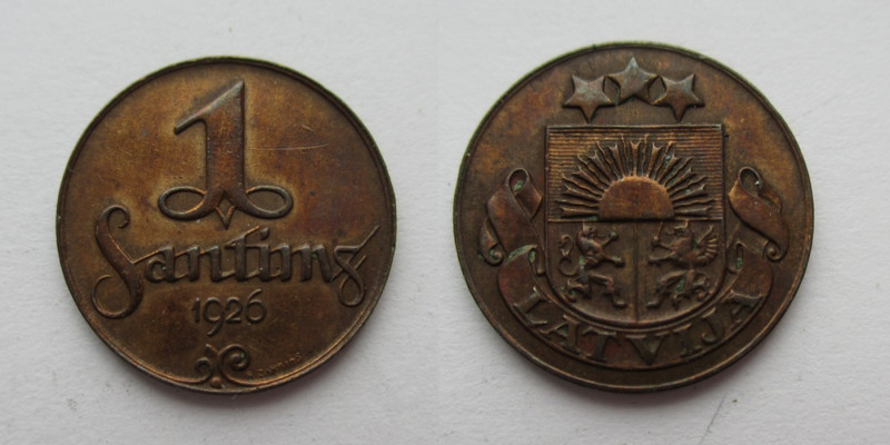 1 Santims Cu
Latvia 1924