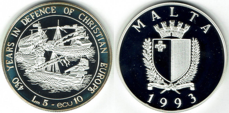 10 ECU AR
Malta, 1993, Silver 925/1000
38 mm, 25 g