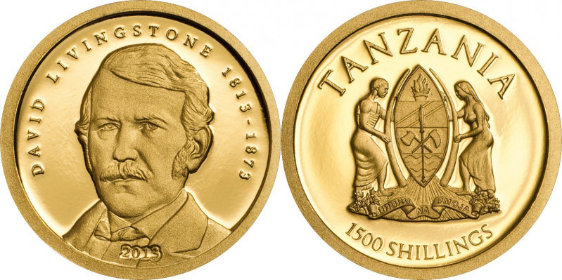 1500 Shillings AV
Tanzania, David Livingstone, 2013, Gold 999/1000
11 mm, 0,50...