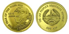 500 Kip AV
Laos, Tiger, Gold 999/1000
11 mm, 0,50 g