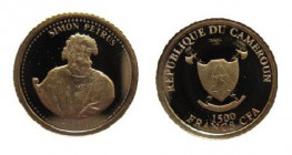 1500 Francs CFA
Cameroon, 12 Apostles, Simon Petrus, Gold 585/1000
11 mm, 0,5 g