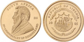 10 Dollars AV
Liberia, Krugerand, Gold 585/1000
11 mm, 0,50 g