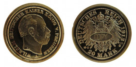 20 Mark AV
 Wilhelm II, Württemberg, Gold copy, Gold 585/1000
11 mm, 0,5 g