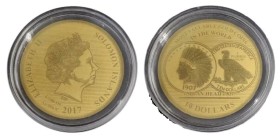 10 Dollars Av
Salomon Islands, Indian Head 1907, 1/100 Oz, 2017, Gold 999/1000
49 mm, 0,28 g