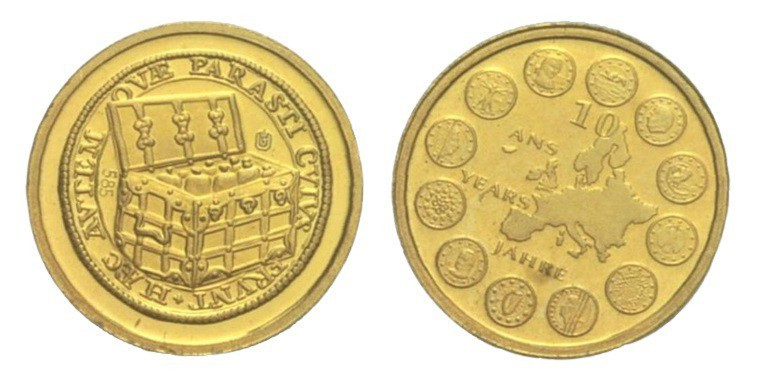 Medal AV
10 Years Euro, Gold 585/1000
11 mm, 0,5 g