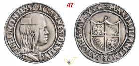 BOLOGNA - GIOVANNI II BENTIVOGLIO (1494-1509) Da 8 Bolognini s.d. MIR 45/1 CNI 47/48 Ag g 4,70 mm 24 • Sul taglio traccia di appiccagnolo appena perce...