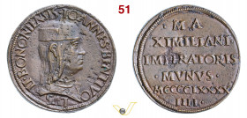 BOLOGNA - GIOVANNI II BENTIVOGLIO (1494-1509) Medaglia s.d. Ae g 14,05 mm 29 • Mancanze di metallo al D/ BB/SPL