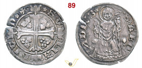 COMO - AZZONE VISCONTI (1335-1339) Grosso da 24 Imperiali. D/ Croce fogliata con fiori nei quarti R/ S. Abbondio con pastorale seduto in trono MIR 283...