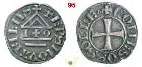 DOMODOSSOLA - GIOVANNI VISCONTI (1329-1343) Denaro. D/ Tempietto carolingio con I+O al centro R/ Croce Brunetti 602 Ag g 1,04 mm 18 • Falso ottocentes...