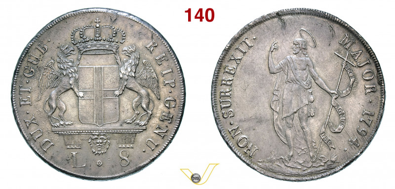 GENOVA - DOGI BIENNALI - III fase (1637-1797) 8 Lire 1794 MIR 309/2 CNI 3/5 Ag g...
