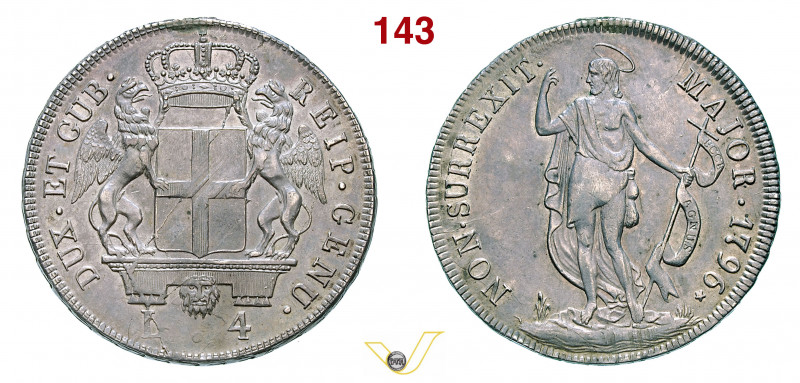 GENOVA - DOGI BIENNALI - III fase (1637-1797) 4 Lire 1796 MIR 313/3 CNI 11 Ag g ...